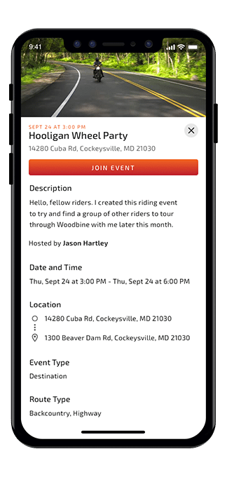 RiderLink® event details